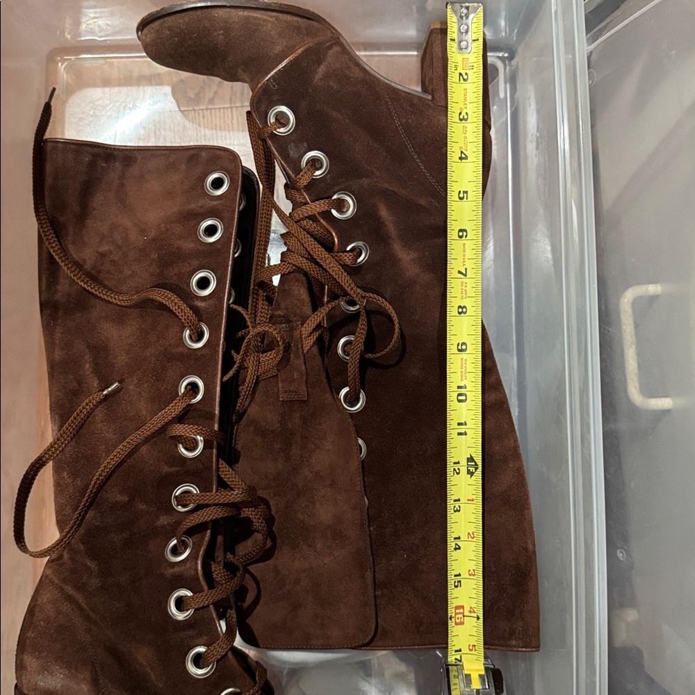 Marc Jacobs Vero Cuoio Brown Suede Lace-Up Boots - Picture 5 of 8